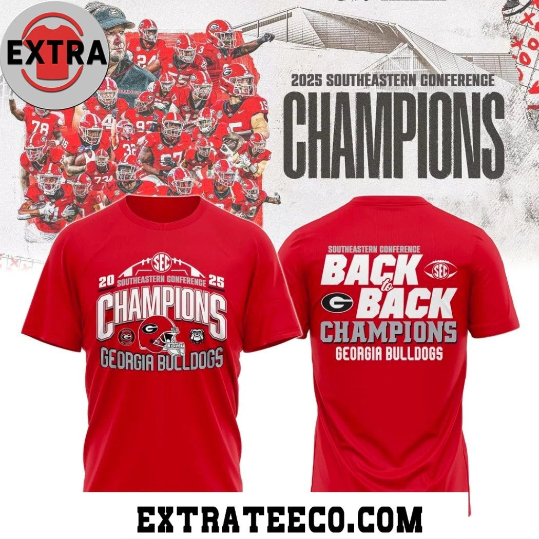 Official Georgia Bulldogs 2025 Sec Football Conference Champions Helmet And Logo Hoodie Shirts