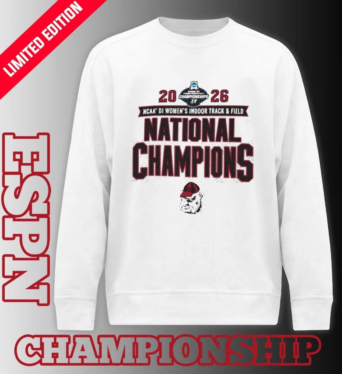 Official Georgia Bulldogs 2026 NCAA DI Women’s Indoor Track &amp; Field National Champions T-Shirt