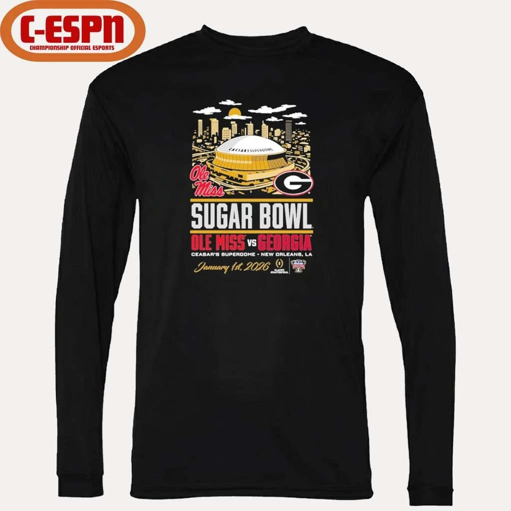 Official Georgia Bulldogs 2026 Sugar Bowl Head to Head Vs Ole Miss January 1st Stadium Shirt
