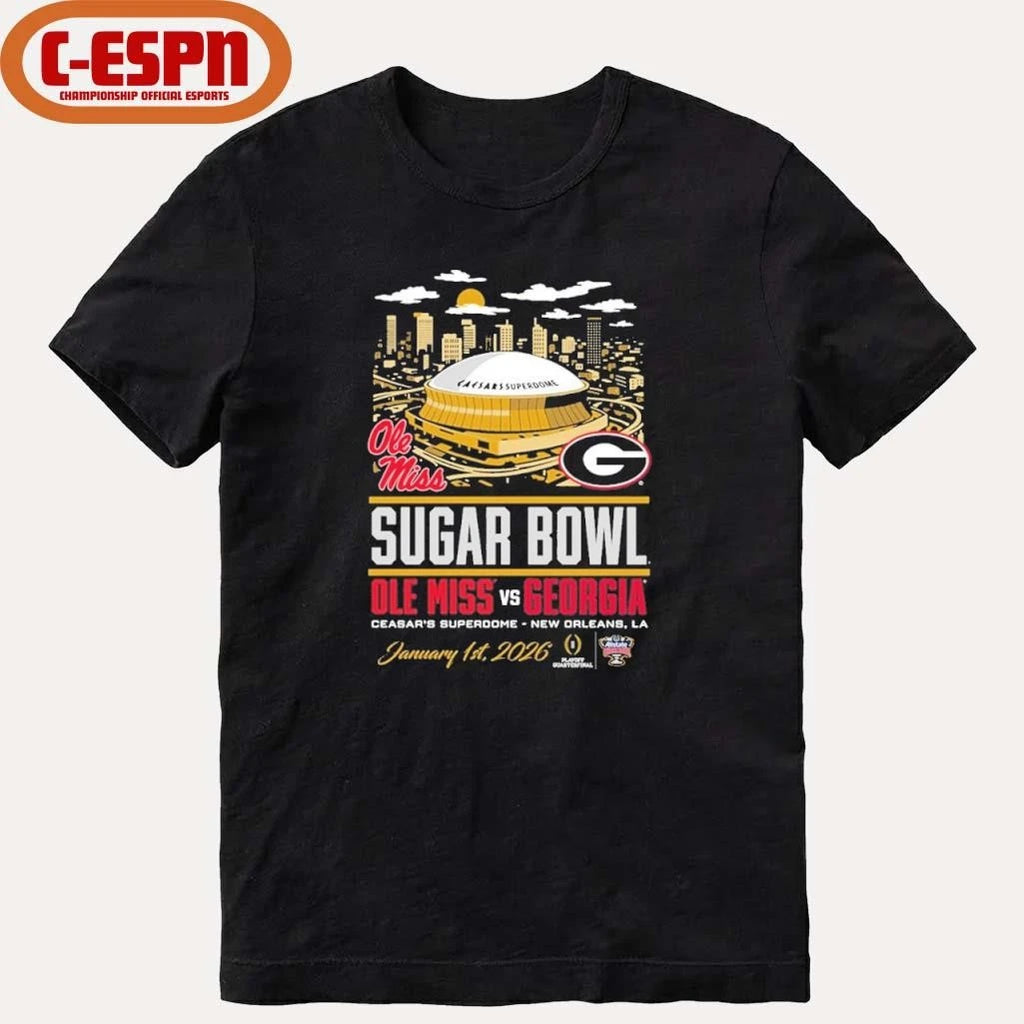 Official Georgia Bulldogs 2026 Sugar Bowl Head to Head Vs Ole Miss January 1st Stadium Shirt