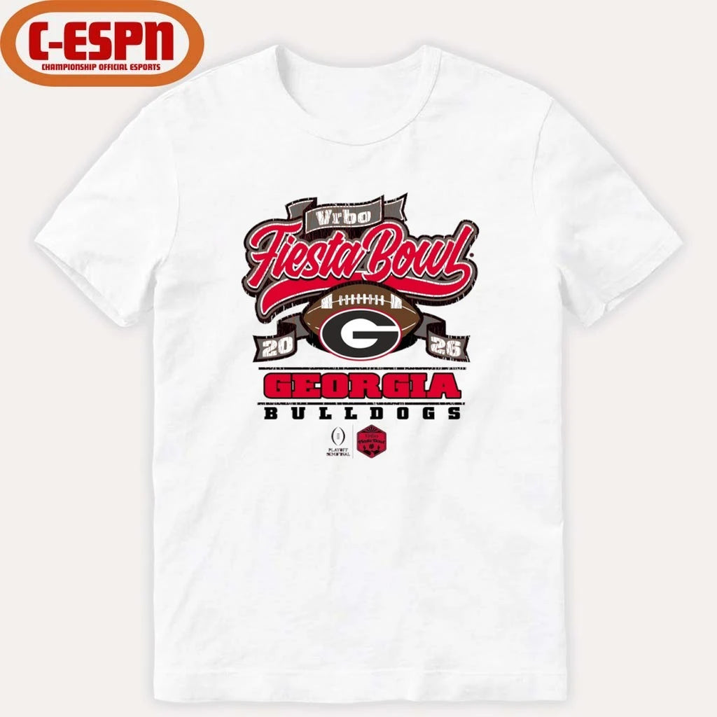 Official Georgia Bulldogs CFP Semifinal 2026 Vrbo Fiesta Bowl Scripted Shirt