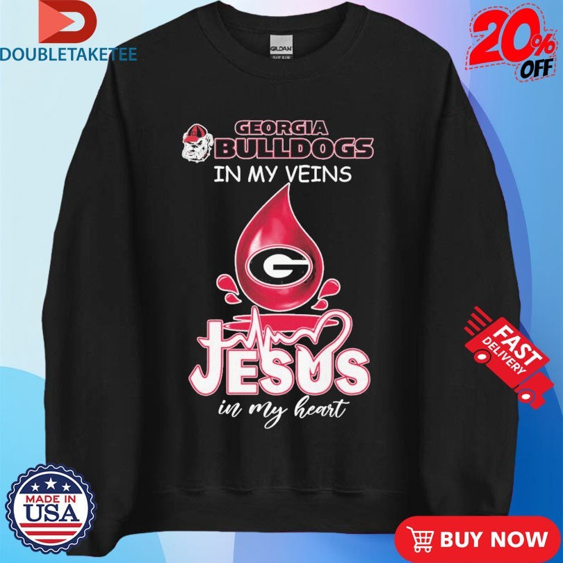 Official Georgia Bulldogs In My Veins Jesus In My Heart Shirts