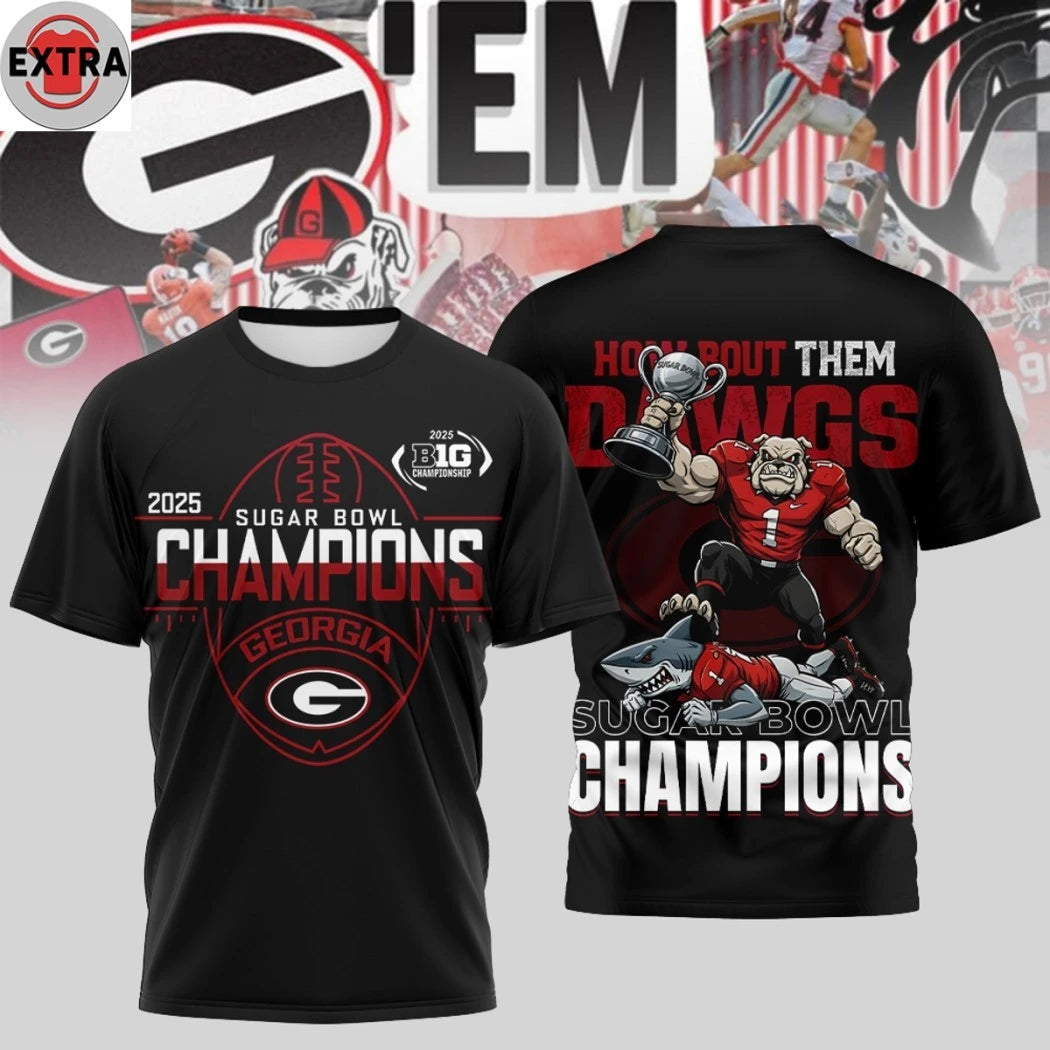 Official Georgia Bulldogs Sugar Bowl Champions 2025 How ‘Bout Them Dawgs Logo Shirt
