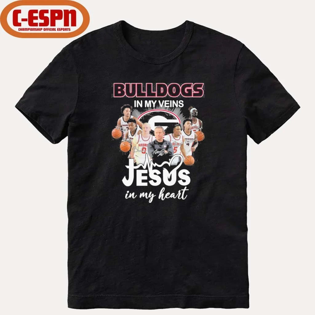 Official Georgia Men’s Basketball In My Veins Jesus In My Heart Shirt