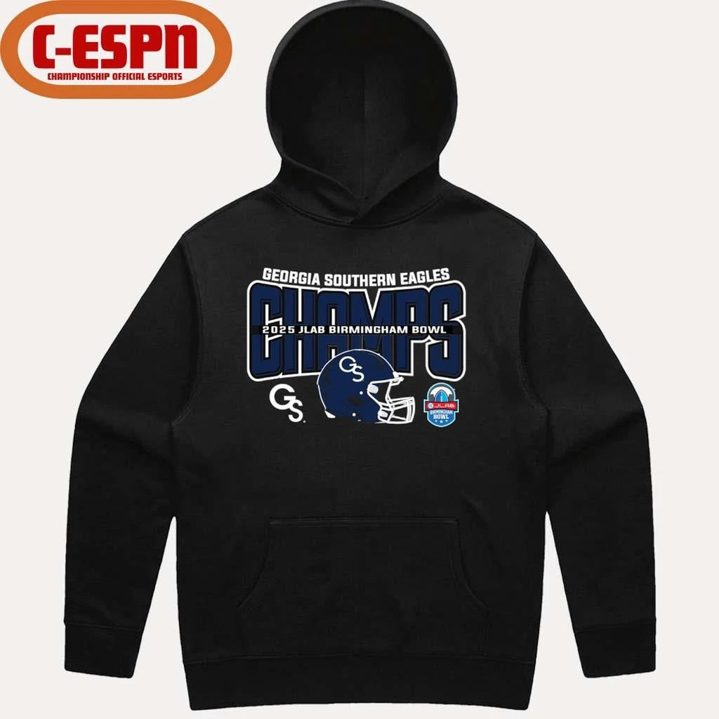 Official Georgia Southern Football 2025 JLAB Birmingham Bowl Champions Helmet Shirt