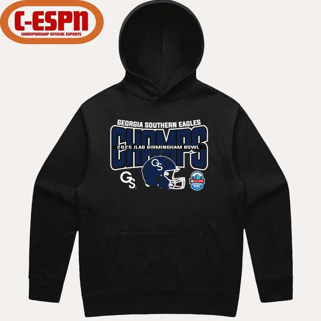 Official Georgia Southern Football 2025 JLAB Birmingham Bowl Champions Helmet Shirt