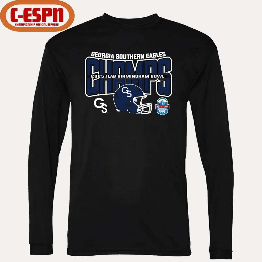 Official Georgia Southern Football 2025 JLAB Birmingham Bowl Champions Helmet Shirt