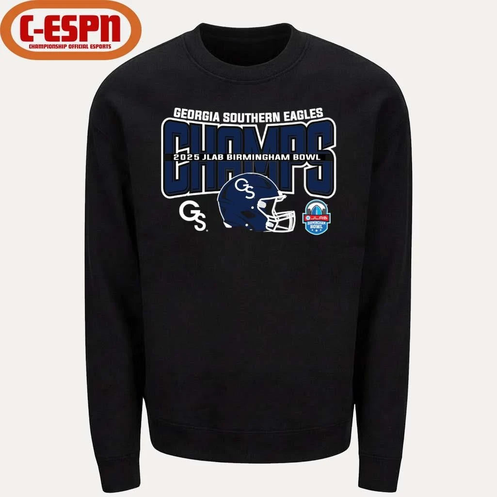 Official Georgia Southern Football 2025 JLAB Birmingham Bowl Champions Helmet Shirt