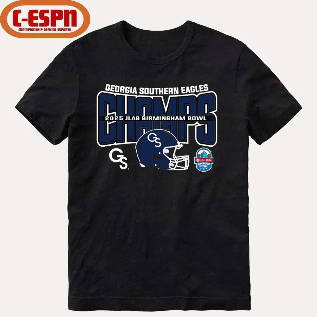 Official Georgia Southern Football 2025 JLAB Birmingham Bowl Champions Helmet Shirt