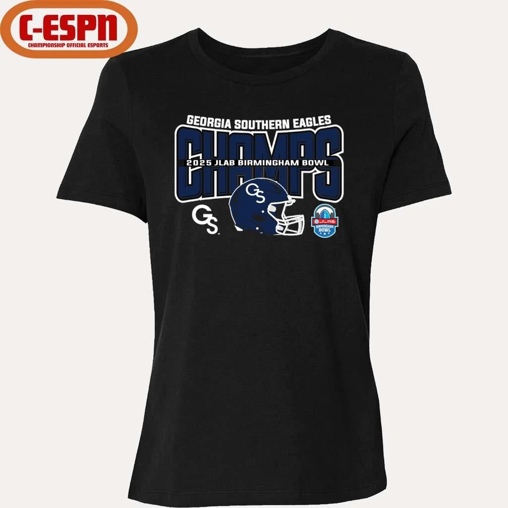 Official Georgia Southern Football 2025 JLAB Birmingham Bowl Champions Helmet Shirt