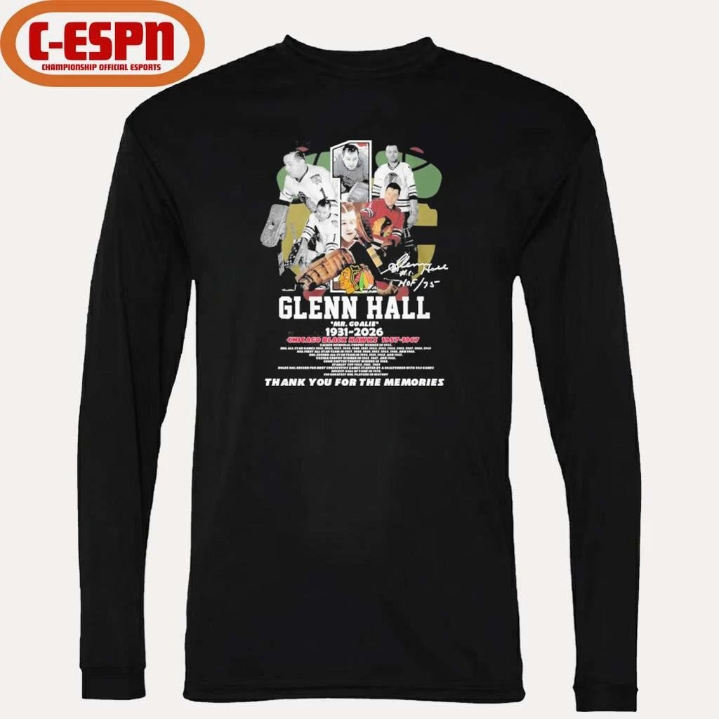 Official Glenn Hall Mr Goalie 1931-2026 Chicago Blackhawks Shirt