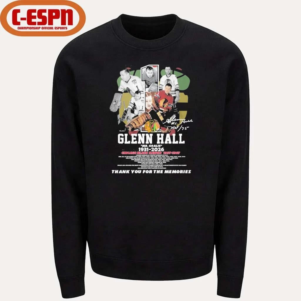 Official Glenn Hall Mr Goalie 1931-2026 Chicago Blackhawks Shirt