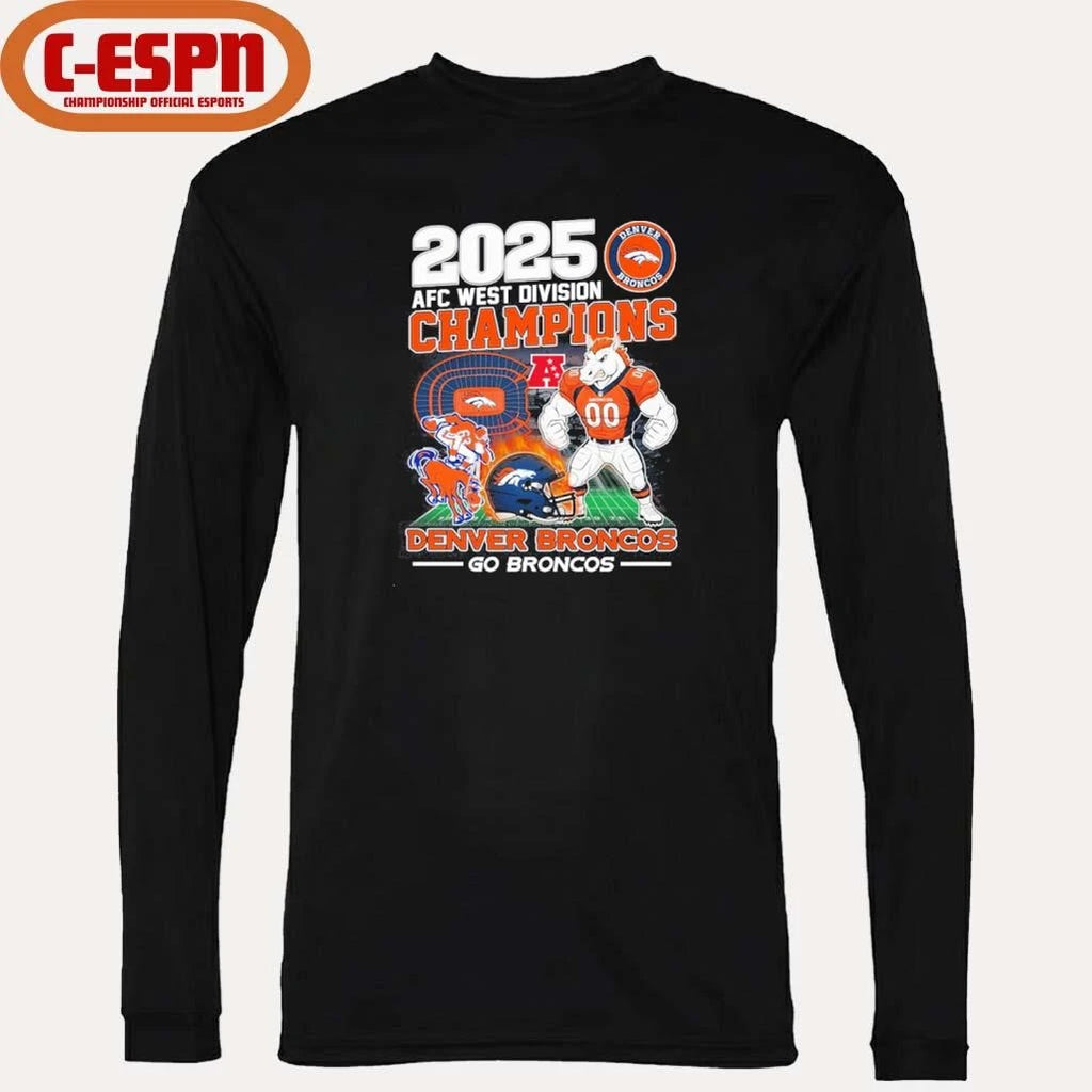 Official Go Broncos 2025 AFC West Champions Shirt