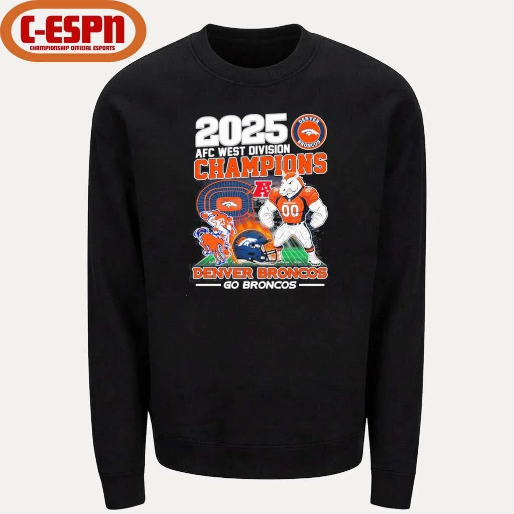 Official Go Broncos 2025 AFC West Champions Shirt