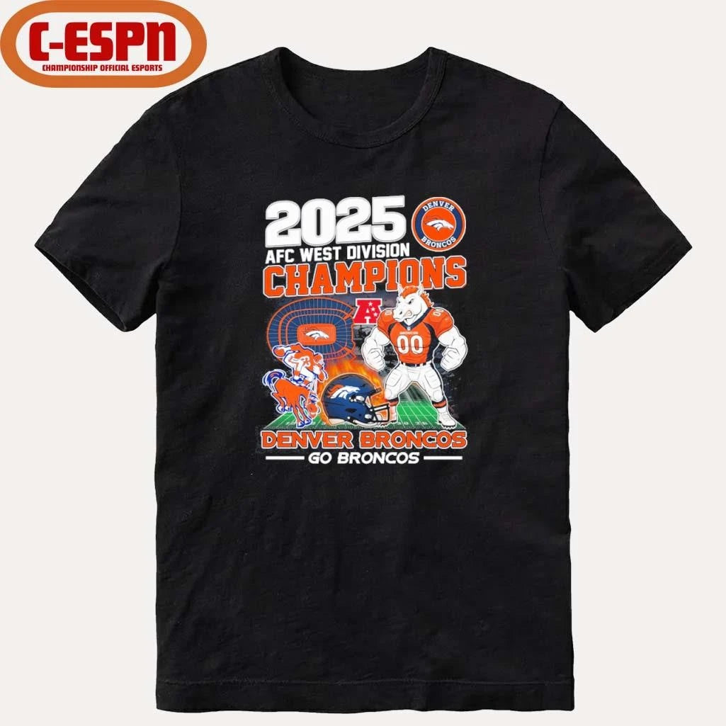 Official Go Broncos 2025 AFC West Champions Shirt