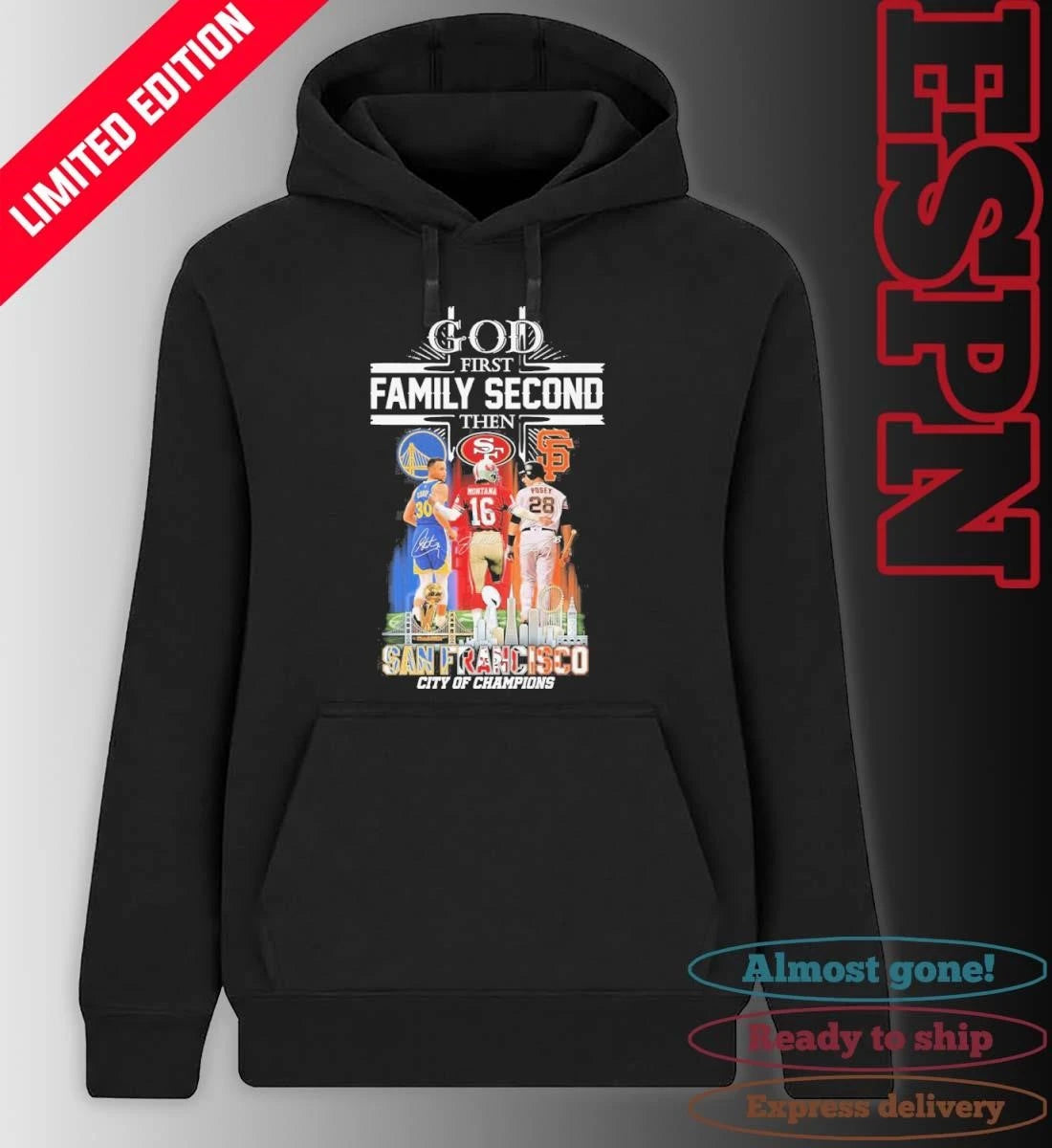 Official God First Family Second Then San Francisco Sports Teams Curry, Montana And Posey Shirt