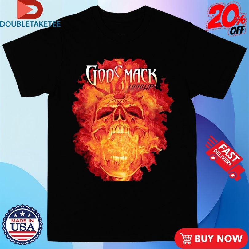 Official Godsmack 1000HP Skull Flames Shirts