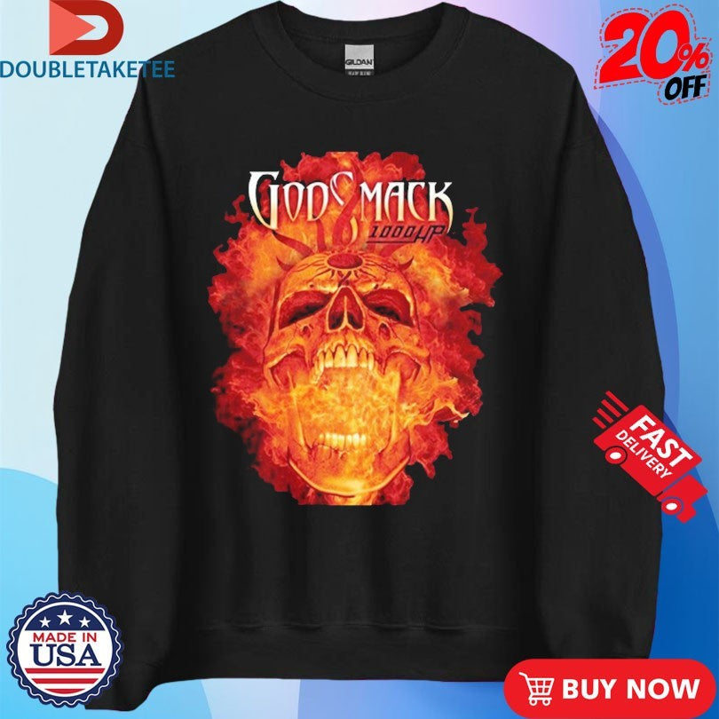 Official Godsmack 1000HP Skull Flames Shirts