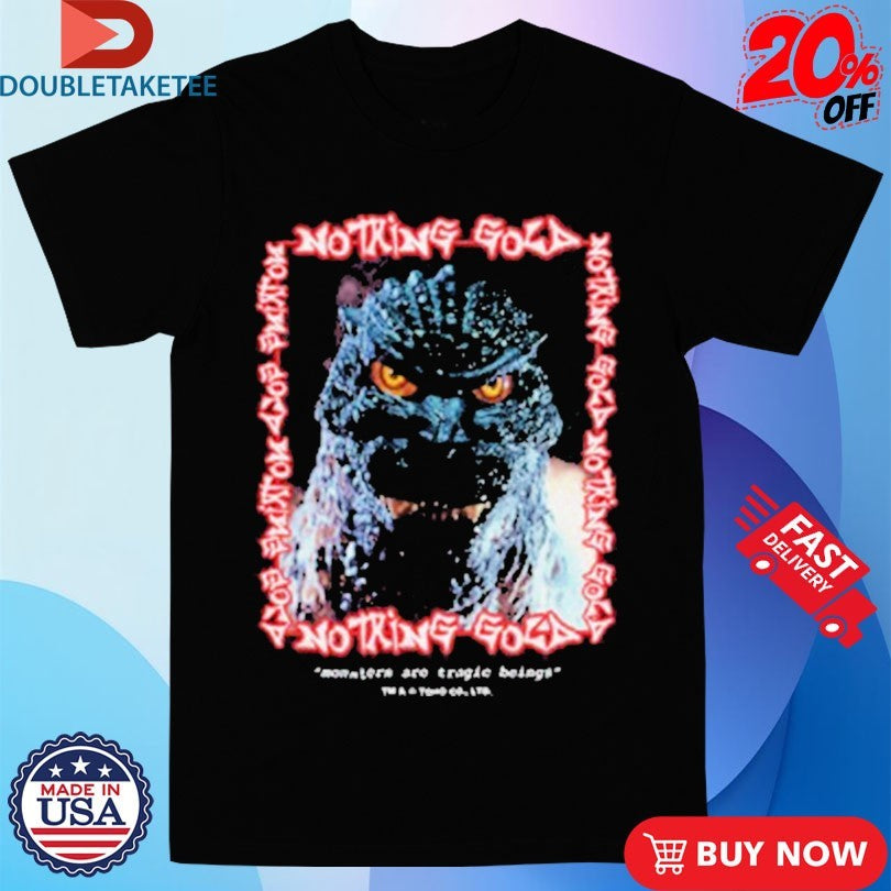 Official Godzilla X Nothing Gold Pop Up Cartoon Face  Shirts