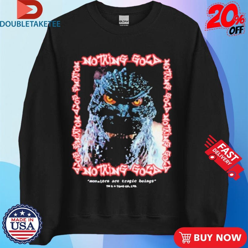 Official Godzilla X Nothing Gold Pop Up Cartoon Face  Shirts