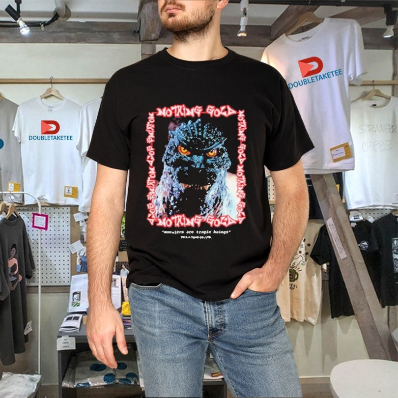 Official Godzilla X Nothing Gold Pop Up Cartoon Face  Shirts