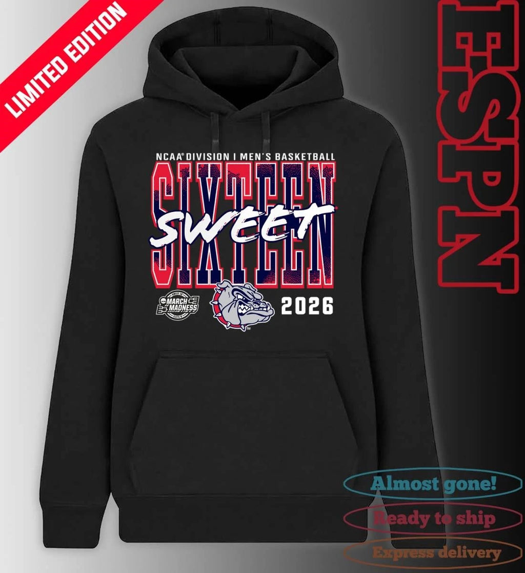 Official Gonzaga Bulldogs 2026 NCAA Men’s Basketball Tournament March Madness Sweet 16 T-Shirt