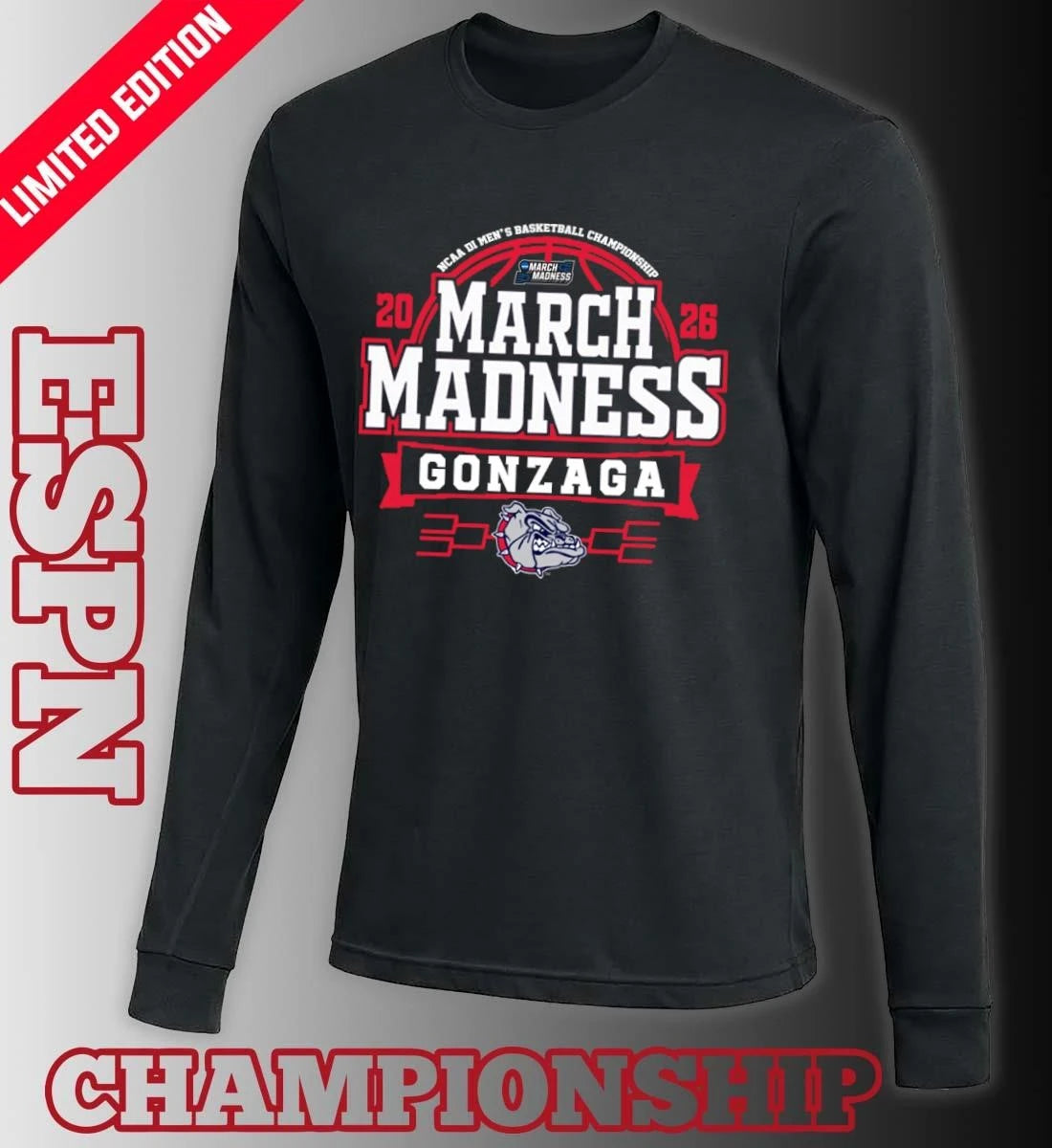 Official Gonzaga Bulldogs March Madness 2026 NCAA DI Men’s Basketball Tournament T-Shirt
