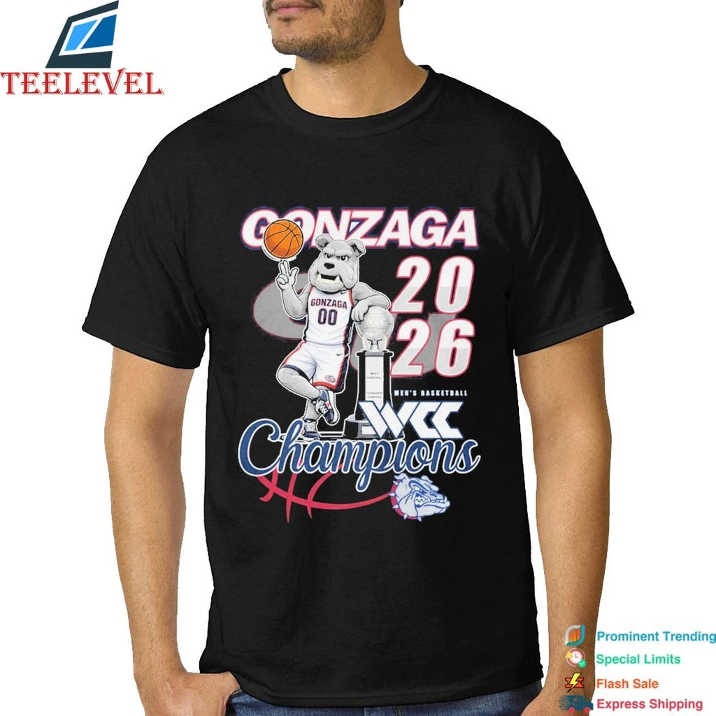 Official Gonzaga Bulldogs Men’s Basketball BCC Champions 2026 Mascot Trophy Shirts