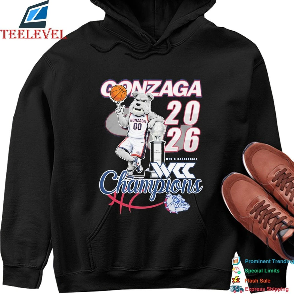 Official Gonzaga Bulldogs Men’s Basketball BCC Champions 2026 Mascot Trophy Shirts