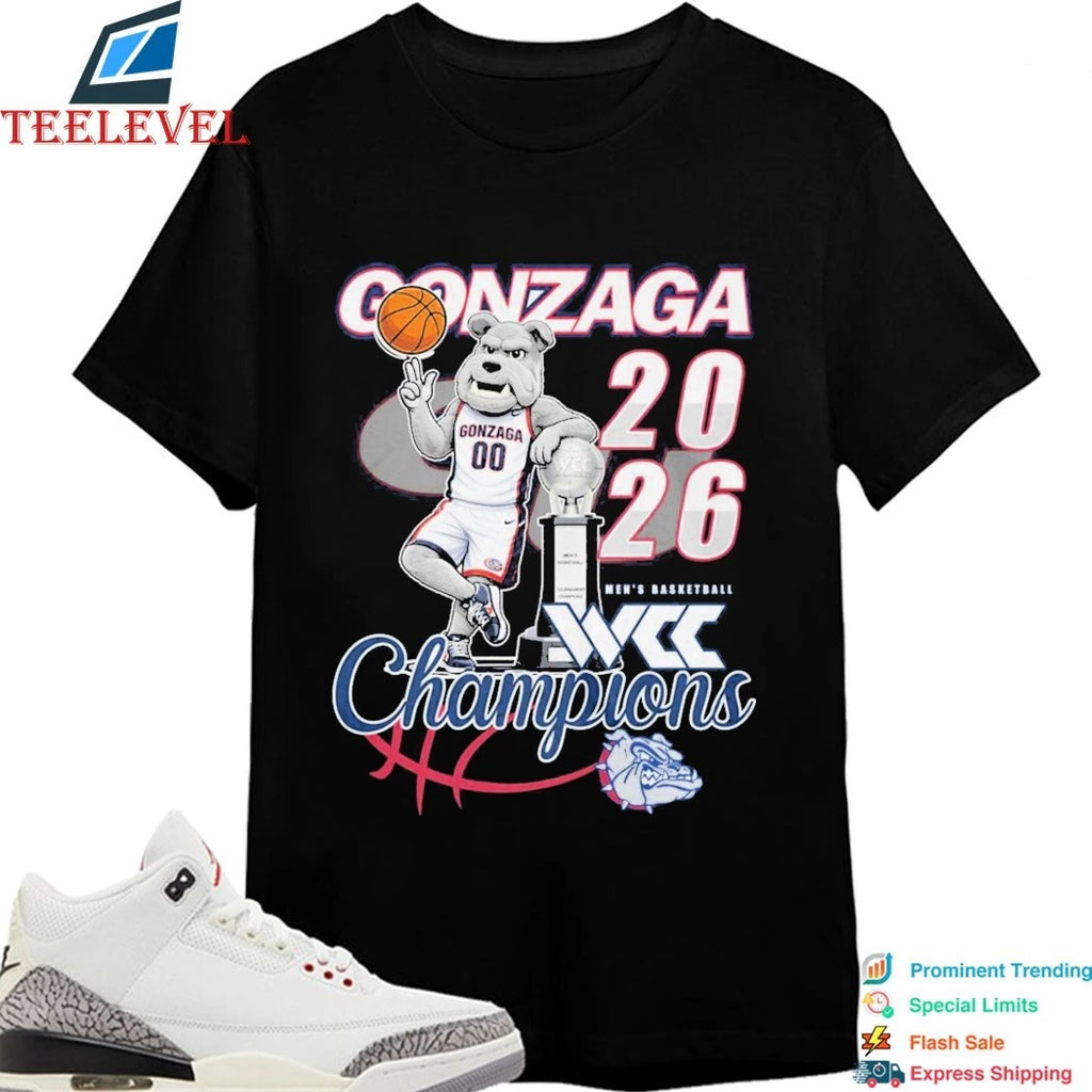 Official Gonzaga Bulldogs Men’s Basketball BCC Champions 2026 Mascot Trophy Shirts