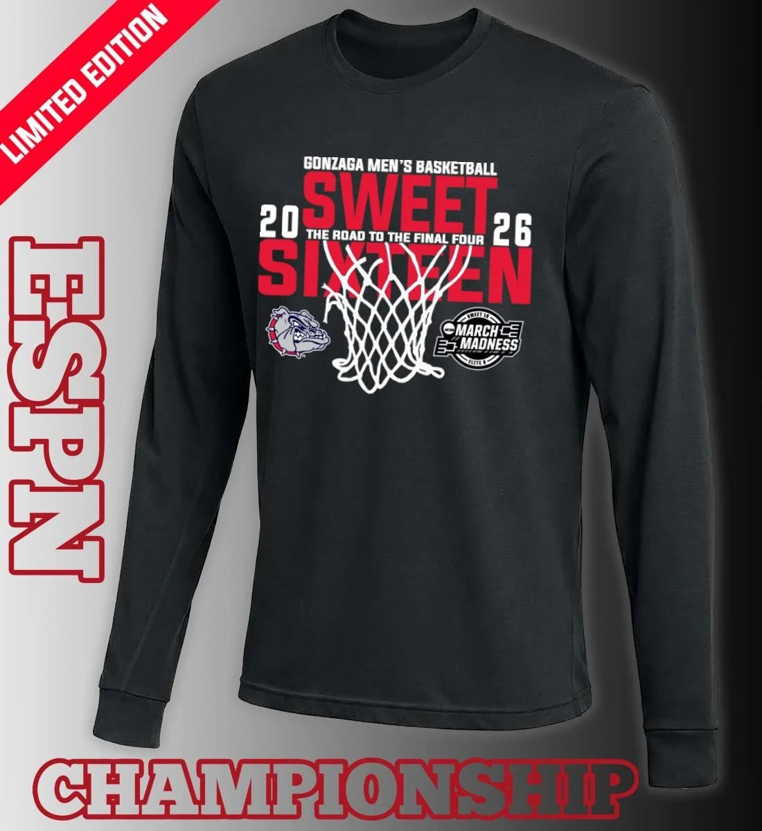 Official Gonzaga Men’s Basketball 2026 Sweet Sixteen The Road To The Final Four Shirt