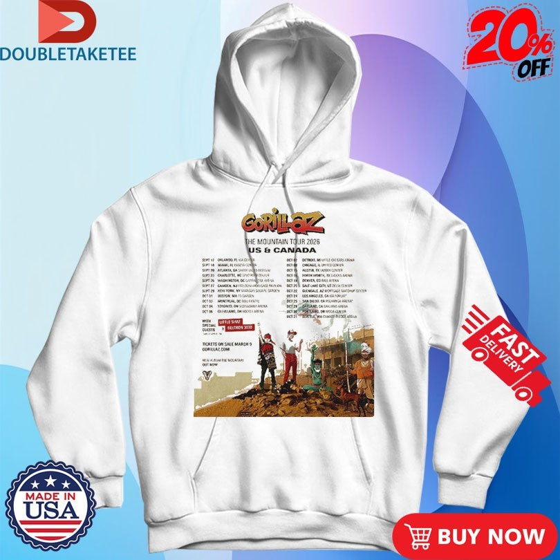 Official Gorillaz The Mountain Tour 2026 Dates US And Canada Shirts