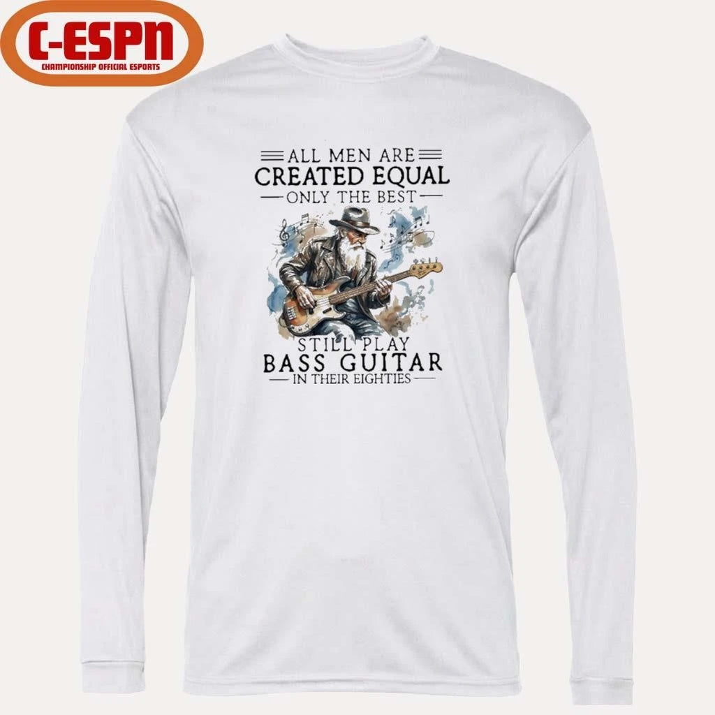 Official Grandpa All Men Are Created Equal, Only The Best Still Play Bass Guitar In Their Eighties Shirt