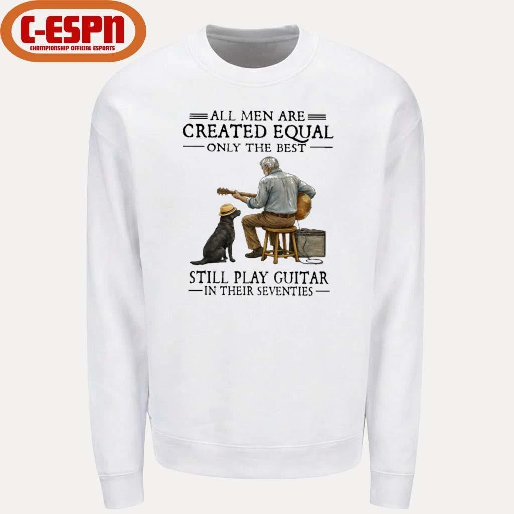 Official Grandpa And Dog All Men Are Created Equal Only The Best Still Play Guitar In Their Seventies Shirt
