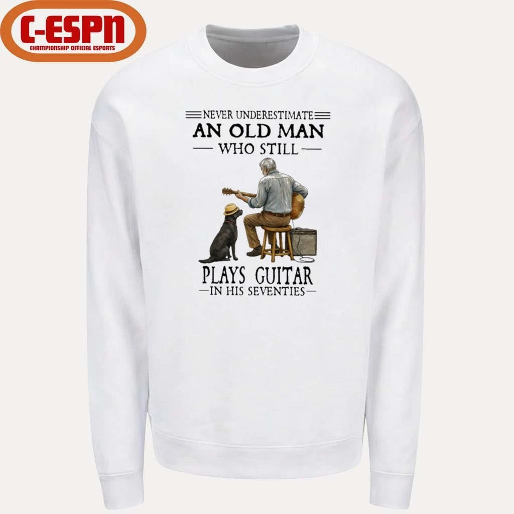 Official Grandpa Never Underestimate An Old Man Who Still Plays Guitar In His Seventies Shirt