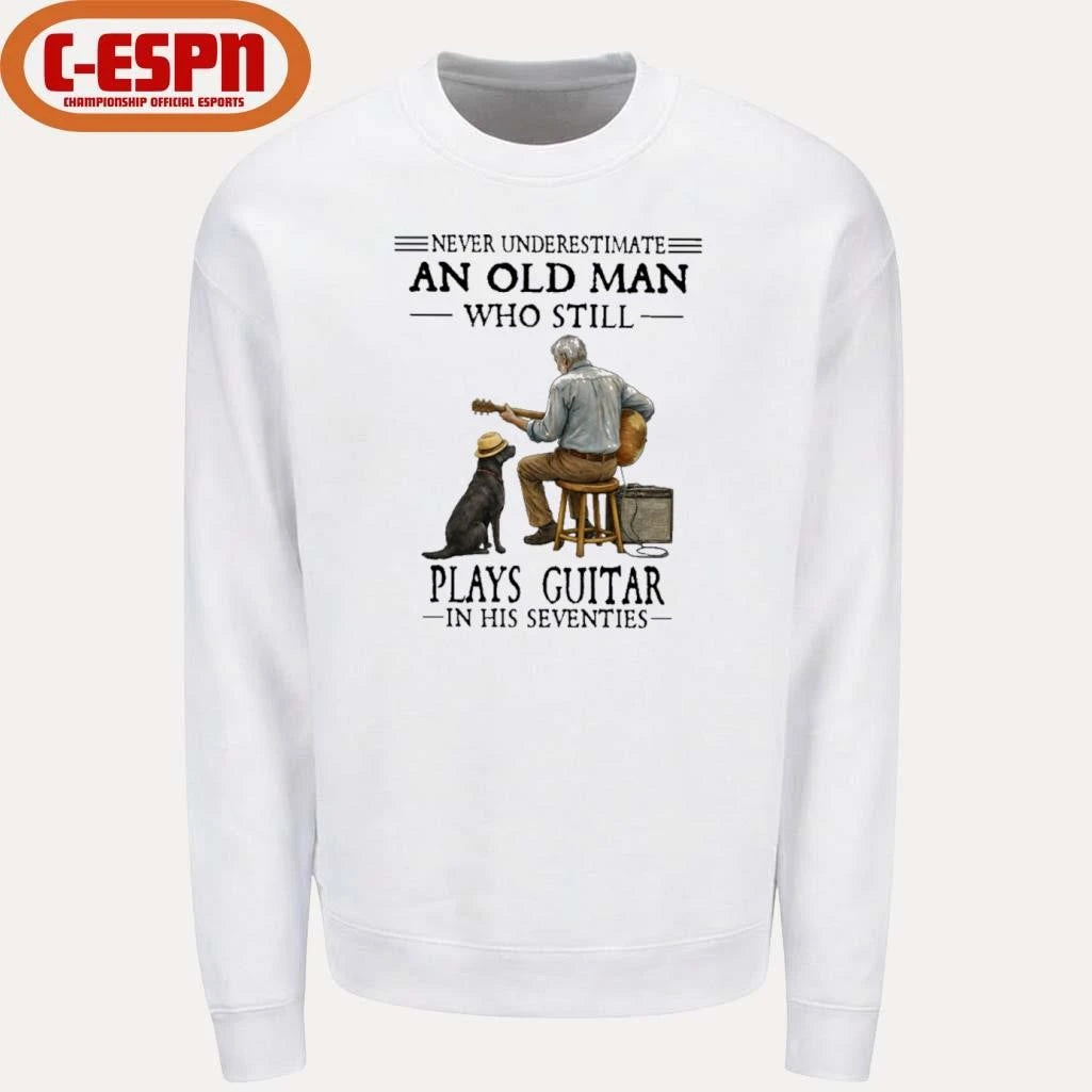 Official Grandpa Never Underestimate An Old Man Who Still Plays Guitar In His Seventies Shirt