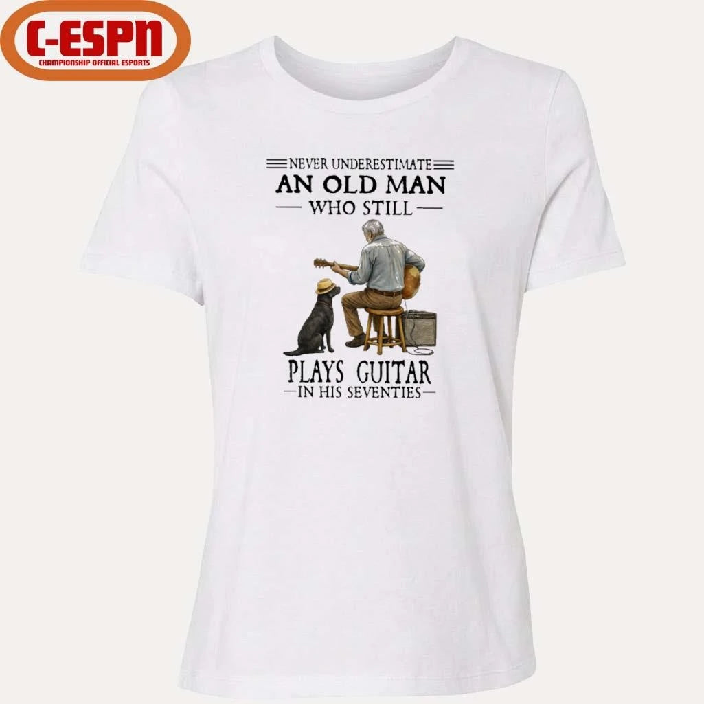 Official Grandpa Never Underestimate An Old Man Who Still Plays Guitar In His Seventies Shirt
