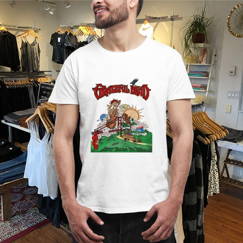 Official Grateful Dead 60 Years So Far Skeleton Guitar Shirts