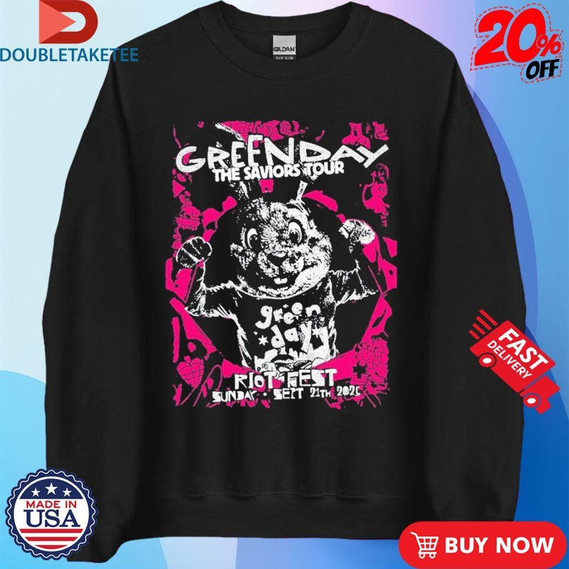 Official Green Day Riot Fest The Saviors Tour Sep 21 2025 Chicago Bunny Shirts
