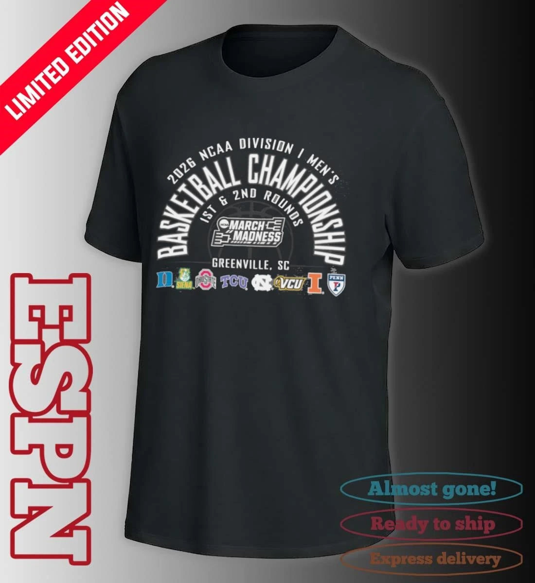 Official Greenville, SC 2026 NCAA DI Men’s Basketball Championship – 1st, 2nd Rounds Shirt
