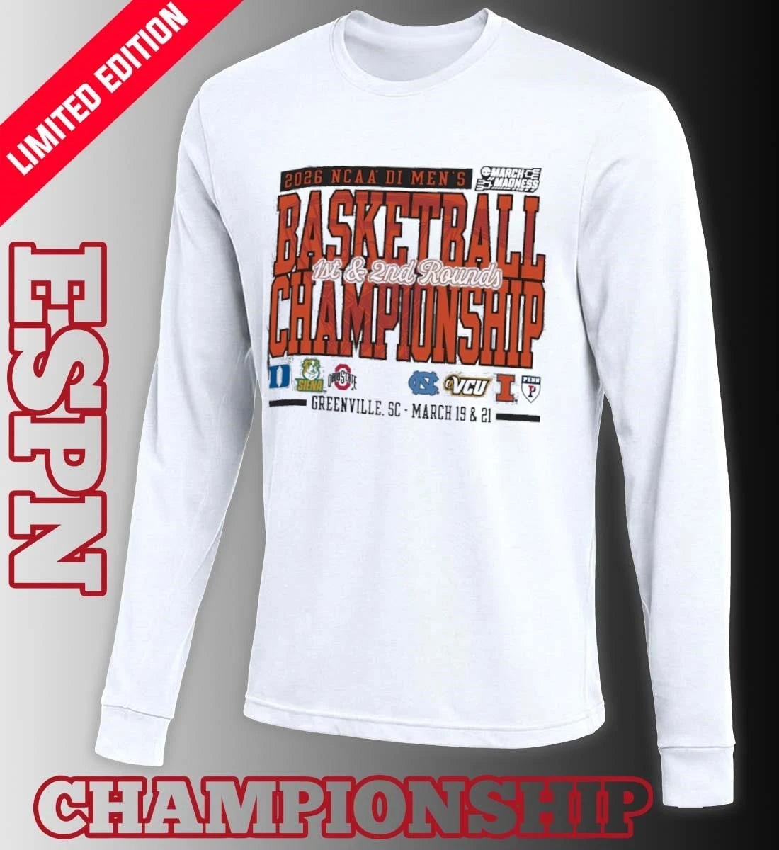 Official Greenville, SC 2026 NCAA DI Men’s Basketball Championship – March 19 &amp; 21 T-Shirt