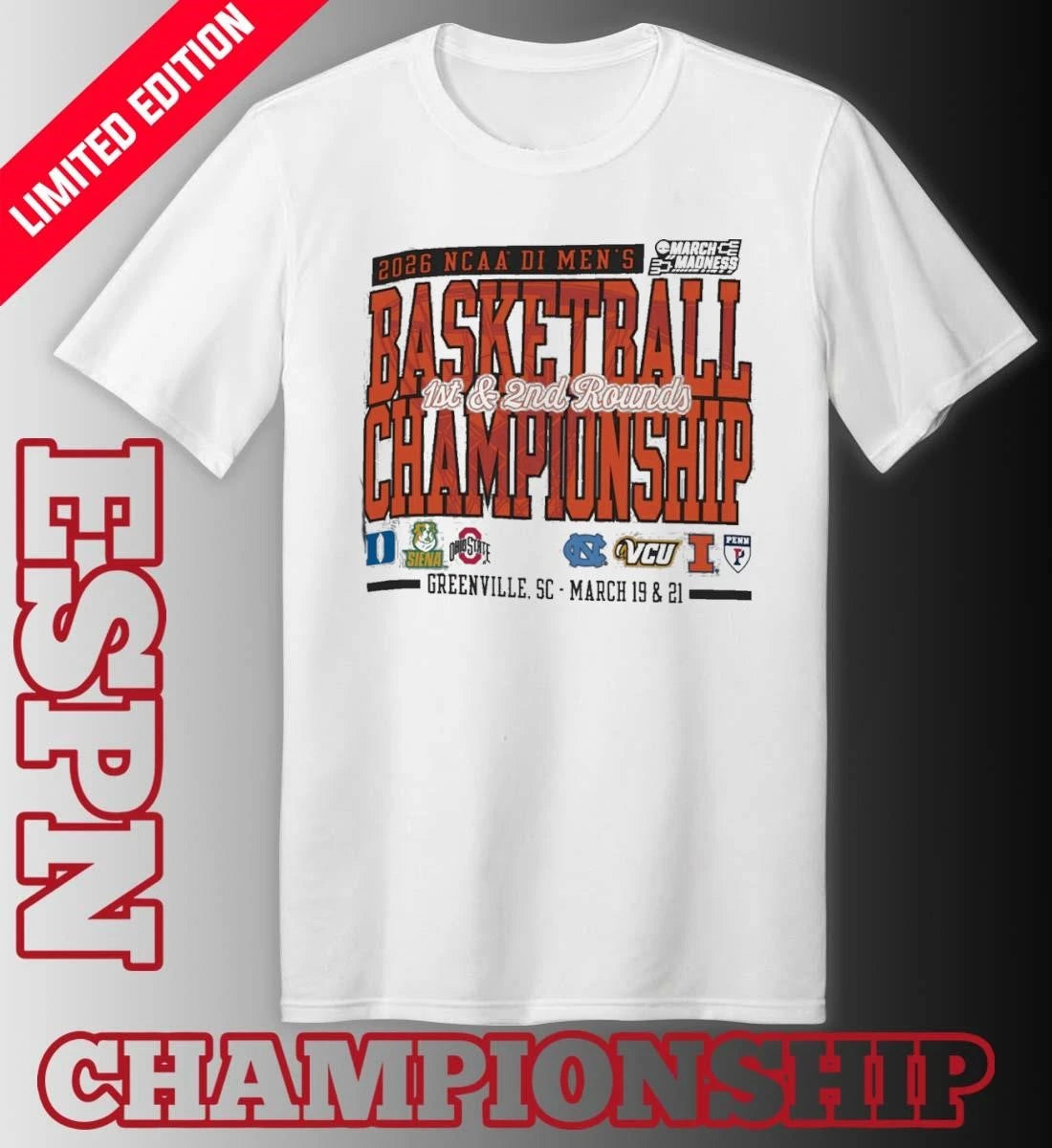 Official Greenville, SC 2026 NCAA DI Men’s Basketball Championship – March 19 &amp; 21 T-Shirt
