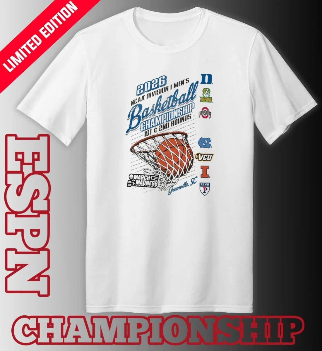 Official Greenville, SC Regional 2026 NCAA DI Men’s Basketball Championship Shirt