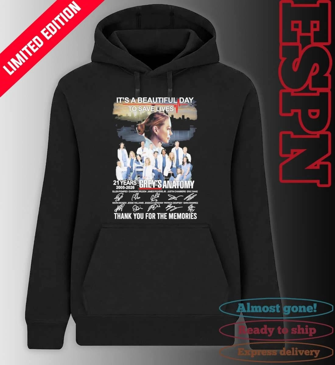 Official Grey’s Anatomy It’s A Beautiful Day To Save Lives 21 Years 2005-2026 Thank You For The Memories Shirt