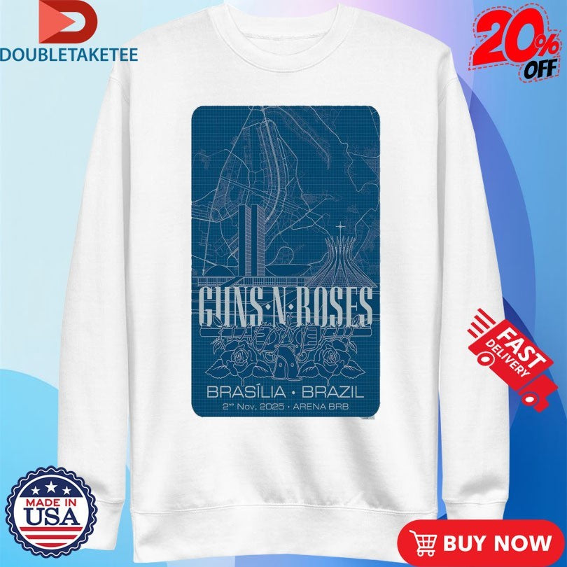 Official Guns N’ Roses Brasília, Brazil Tour 11.02.2025 Shirts
