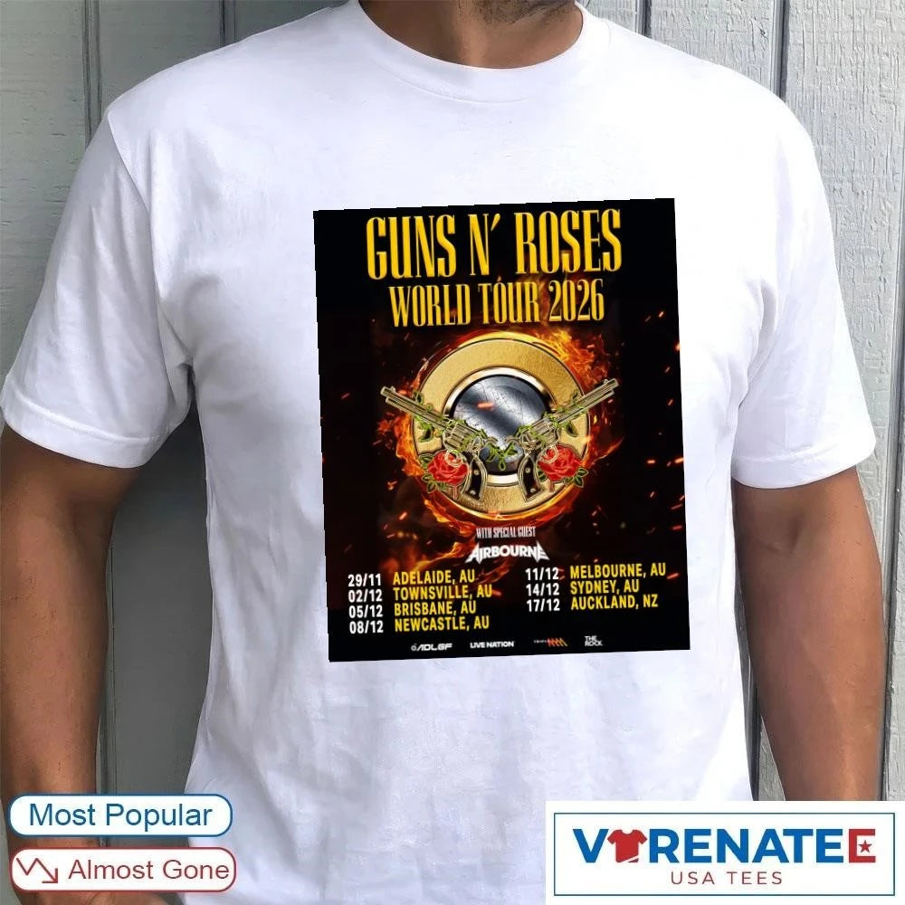 Official Guns N’ Roses World Tour 2026 November 29 – December 17 Poster T-Shirt