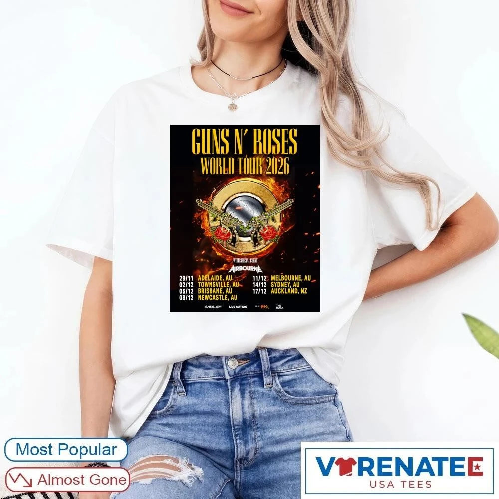 Official Guns N’ Roses World Tour 2026 November 29 – December 17 Poster T-Shirt