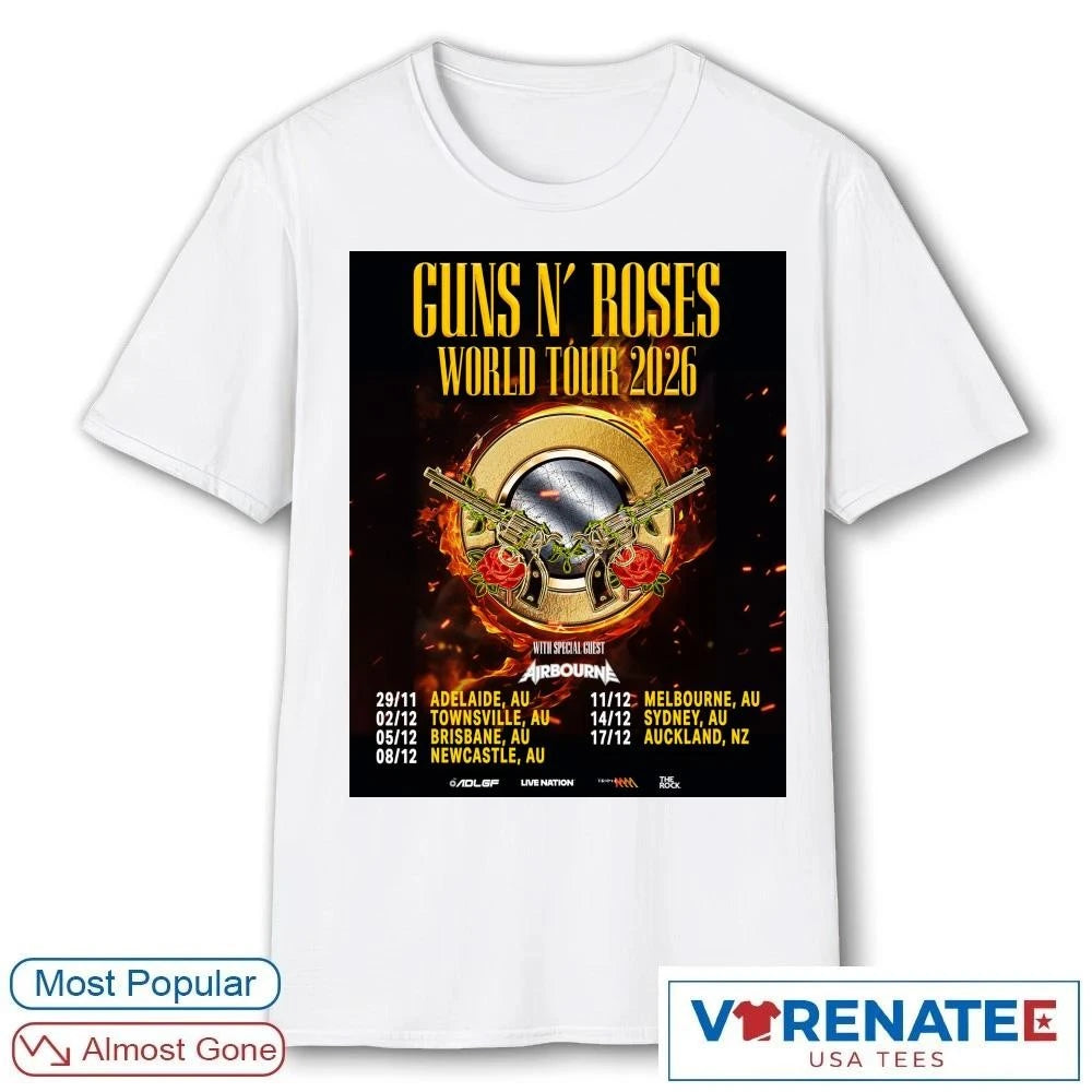 Official Guns N’ Roses World Tour 2026 November 29 – December 17 Poster T-Shirt