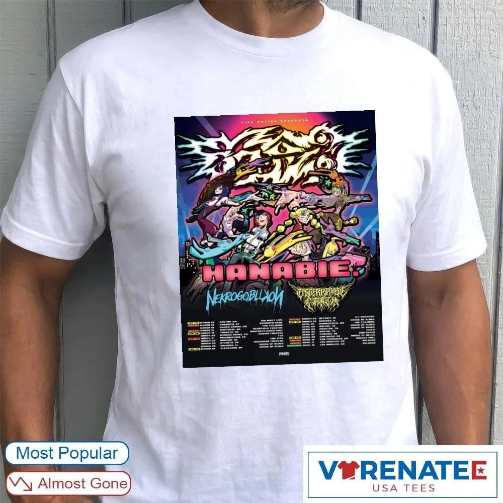 Official Hanabie North American Tour United States &amp; Canada March – April 2026 Poster T-shirt