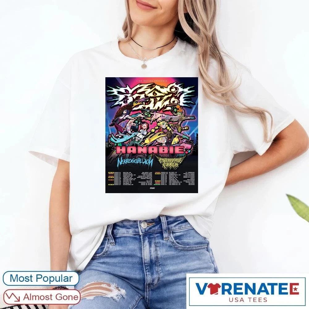 Official Hanabie North American Tour United States &amp; Canada March – April 2026 Poster T-shirt